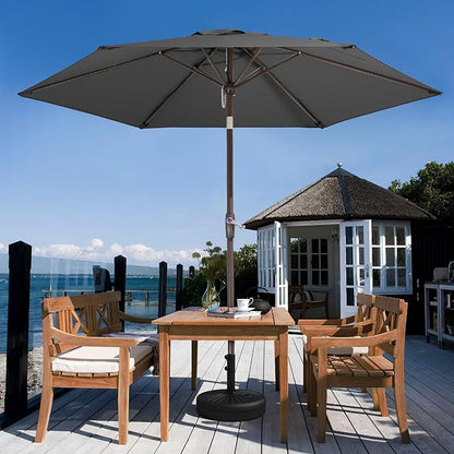 JEAREY 7.5FT Patio Umbrella Market Table Umbrella with 6 Sturdy Ribs, Push Button Tilt/Crank Outdoor Umbrella for Garden, Deck, Backyard, Pool and Beach,Gray