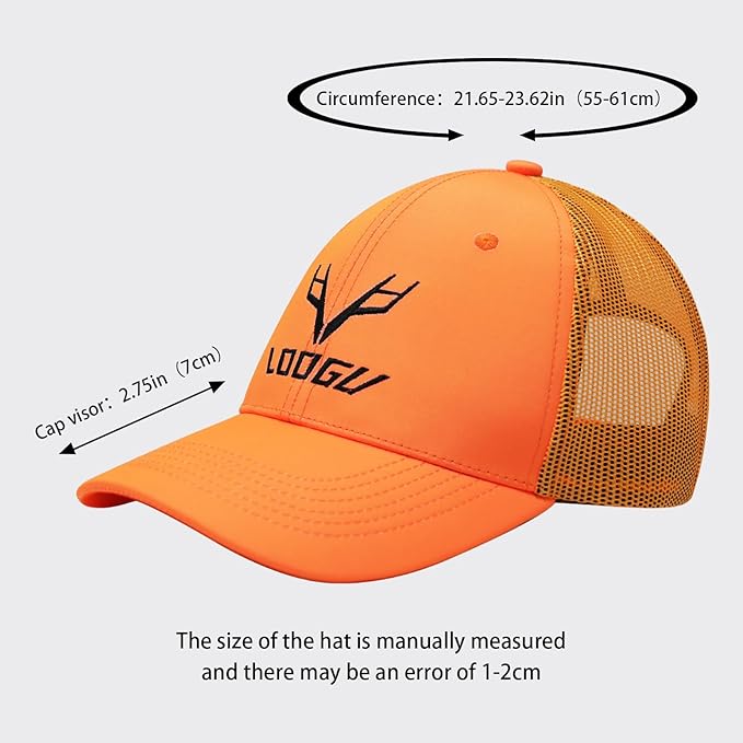 LOOGU Fishing Hat Mesh Back for Men Women Adjustable Baseball Trucker Cap Snapback Hats