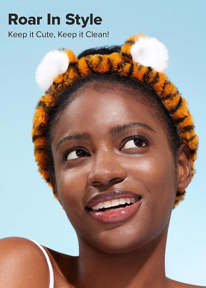 I DEW CARE Wash Off Face Mask Skin Care Set - Mini Scoops + Face Wash Headband - Tiger Headband Bundle