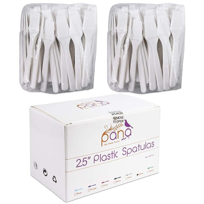 PANA 200pcs Cosmetic Make Up Disposable Plastic 2.5" Spatulas Skin Care Facial Cream Mask Spatula (WHITE-200 Pieces in a Box)