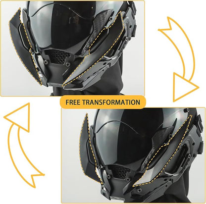 Punk Gothic Mask Helmet for Adult, Mechanical Sci-fi Gear Cosplay Costume Accessory Samurai Futuristic Helmet