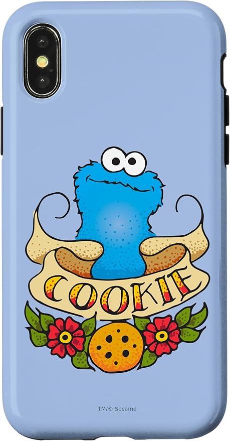 iPhone X/XS Sesame Street Cookie Monster Cookie Tattoo Case