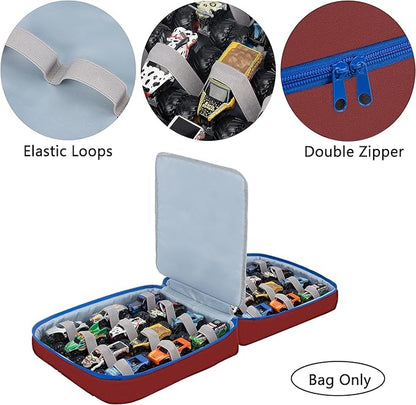 KISLANE Carrying Case for 24 Monster Jam Trucks, Kids Toy Truck Storage Compatible with 24 Monster Jam Trucks, Holding for 1:64 Scale Monster Jam Trucks (Red)