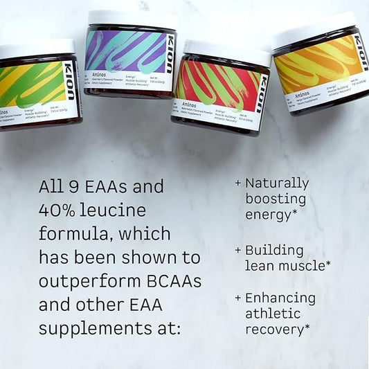 Kion Aminos Essential Amino Acids Powder - Essential Amino Acids Supplement for Muscle Recovery, Essential Amino Energy, EAAs Amino Acids Powder, BCAA EAA, BCAAs Amino Acids - 30 Servings, Watermelon