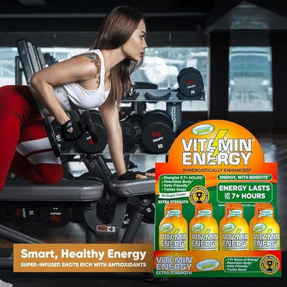 Vitamin Energy Immune+ Extra Strength Daily Energy Shot – Mango – 260mg Natural Caffeine, B-Vitamins, Green Tea, Citicoline – Immune & Focus Support – Zero Sugar, Vegan – 1.93 fl oz, 48-Pack