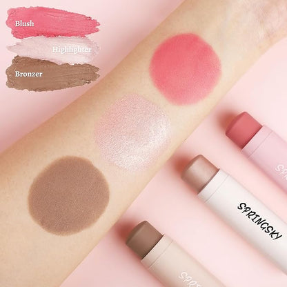 Face Stick Trio 3Pcs Multi Makeup Blush Highlighter