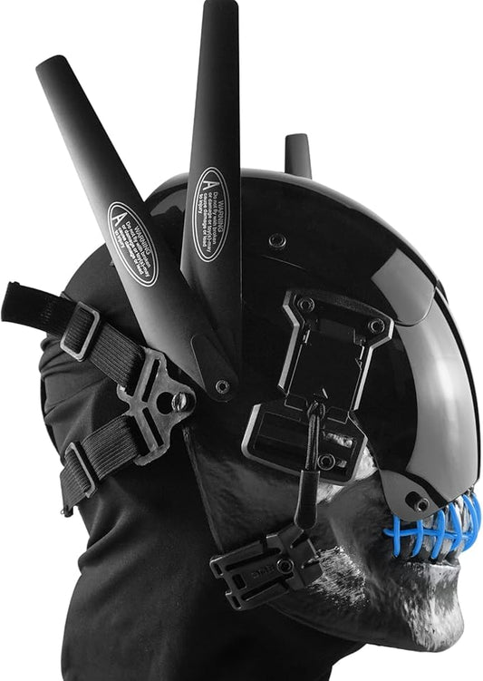 Punk Mask Cosplay for Men, Cyberpunk Skull Mask with LED Light, Techwear Mask Futuristic Mask for Adult