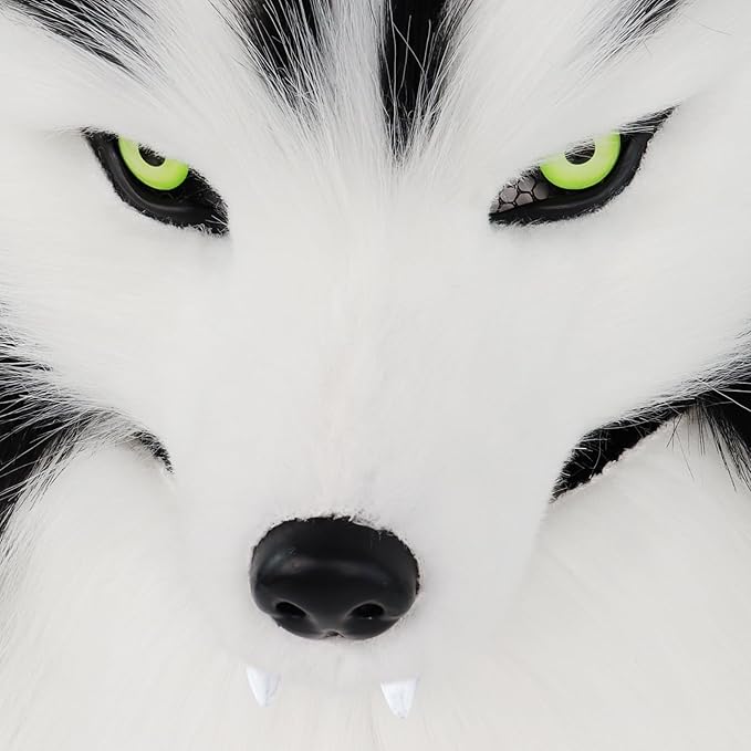 Furry Head Mask Animal Wolf Dog Plush Faux Fur Masks for Halloween Masquerade Cosplay Costume Props