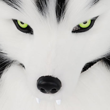 Furry Head Mask Animal Wolf Dog Plush Faux Fur Masks for Halloween Masquerade Cosplay Costume Props