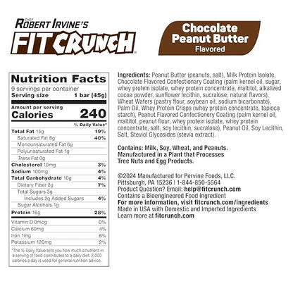 FITCRUNCH Wafer Protein Bars, 16g of Protein & 1-3g of Sugar (9 Bars, Variety Pack)