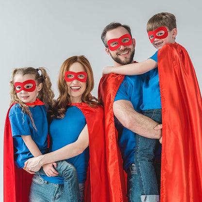 Leyndo 16 Set Party Capes and Masks for Adults Women Men Heroic Group Costume for Role Play Birthday Dressing up Party