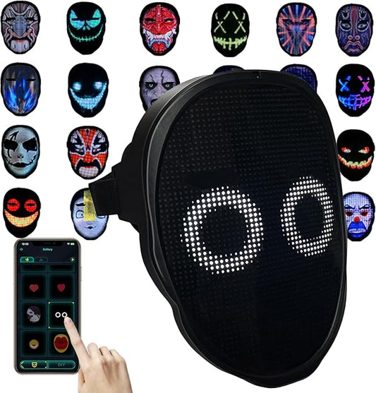 Depointer Life Led Mask with Rechargeable Bluetooth-compatible App Controlled, Customizable Shining Mask, Lighted Face Transforming Mask, unisex-child