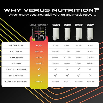Electrolytes Powder No Sugar- Zero Calorie Hydration Powder | Sugar Free Electrolytes for Fasting, Keto & Vegan | Natural Ingredients Electrolyte Mix for Energy Boost, 60 Servings