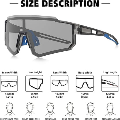 STORYCOAST Polarized Sports Sunglasses for Men Women,Driving Fishing Cycling Mountain Bike Sunglasses UV400 Protection