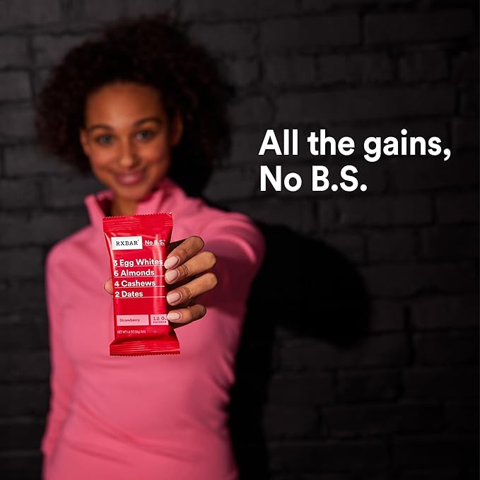 RXBAR Protein Bars, 12g Protein, Gluten Free Snacks, Strawberry, 22oz Box (12 Bars)