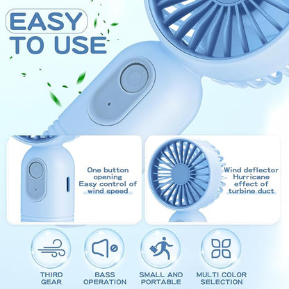 Mini Portable Fan Bulk Cute Handheld Lightweight Small Little Personal Hand Eyelash Fan 3 Speeds USB Rechargeable for Women Men Indoor Outdoor Makeup Travel Camping(Blue,6 Pcs)
