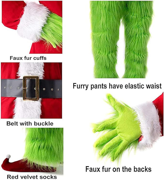 Halloween Costume for Men Green Monster Costumes with Mask Furry Adult Suit Christmas Outfit