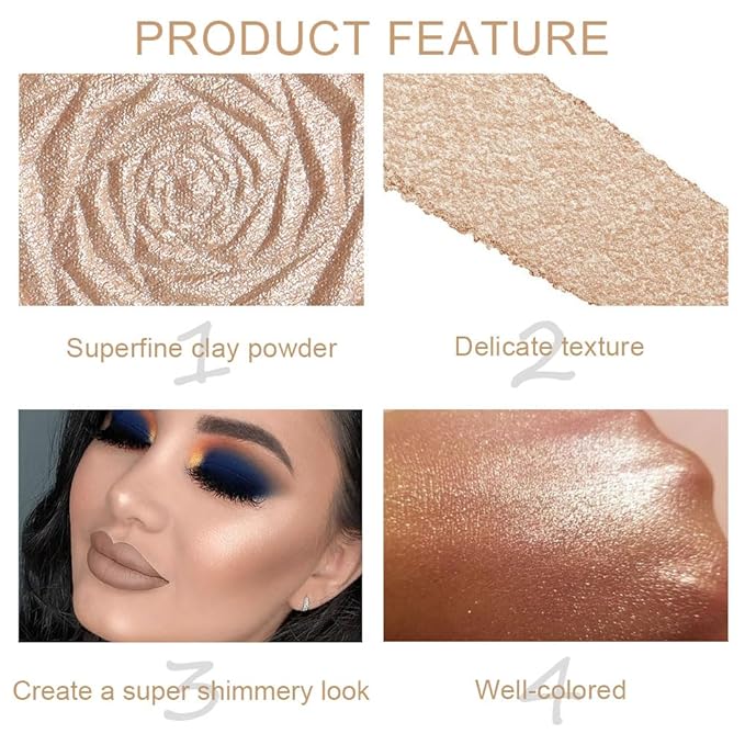Rose Gold Face Highlighter Makeup Shimmer Glitter Rose