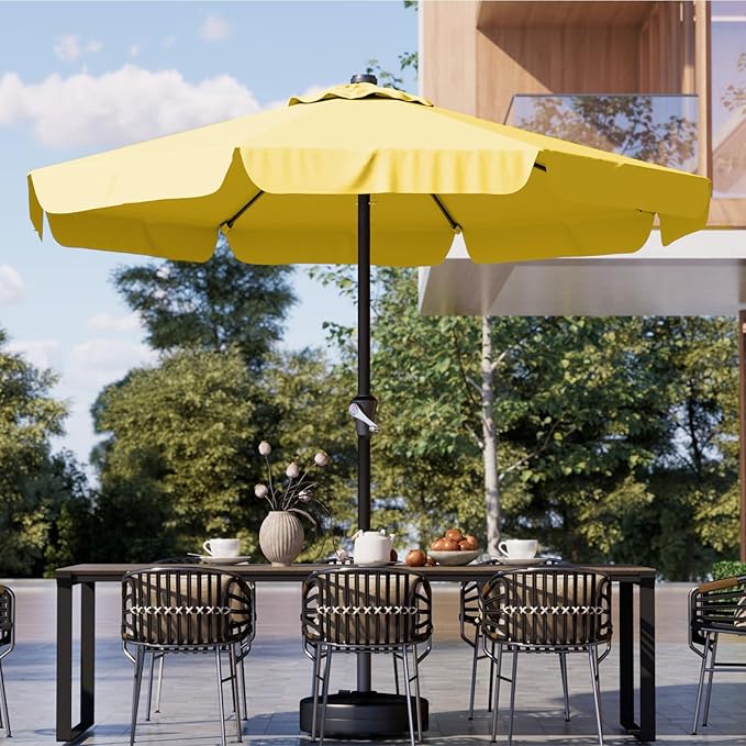 12FT Patio Umbrella Table Market Umbrella w/Crank Outdoor Umbrellas for Garden, Deck, Backyard, Pool and Beach, Yellow