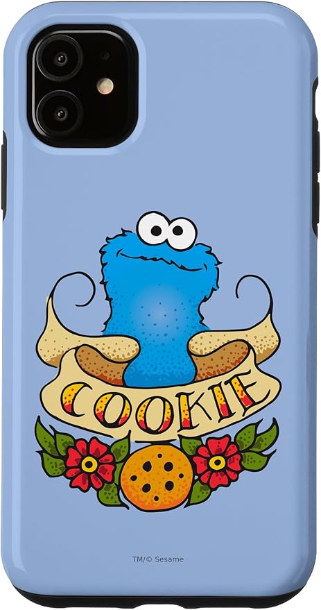 iPhone 11 Sesame Street Cookie Monster Cookie Tattoo Case
