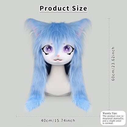 JUNBOON Furry Animal Headgear Beast Full Head Mask Headwear Doll Cosplay Costume Halloween Fursuit