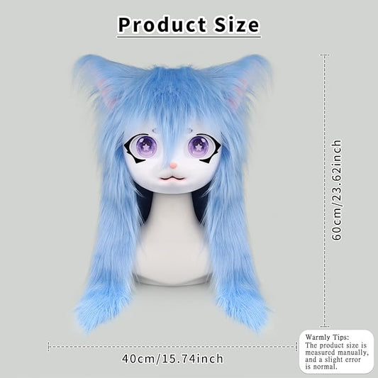 JUNBOON Furry Animal Headgear Beast Full Head Mask Headwear Doll Cosplay Costume Halloween Fursuit