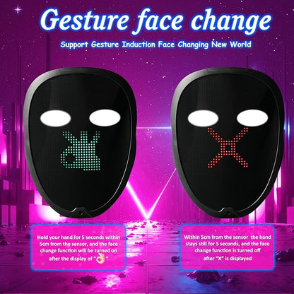 Depointer Life 2023 New Led Mask with Rechargeable Bluetooth-compatible App Controlled, Customizable Shining Mask, LED Lighted Face Transforming Mask For unisex-Adult