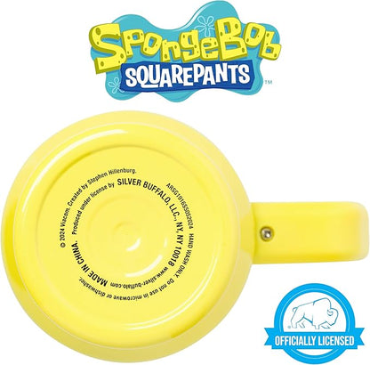 Silver Buffalo Spongebob Squarepants Smiling Face Stainless Steel Tumbler with Handle and Straw, Fits in Standard Cup Holder, 40 Ounces