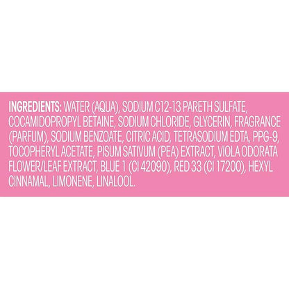 Suave Moisturizing Body Wash, with Sweet Pea Violet and Vitamin E Extract, No Parabens, No Phtahaltes, 18 Fl Oz (Pack of 6)