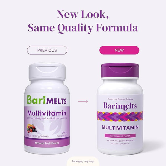 BariMelts Multivitamin - 60 Fast-Dissolving Tablets (1-Month Supply) - Sugar-Free Bariatric Multivitamin for Women, Natural Fruit Flavor