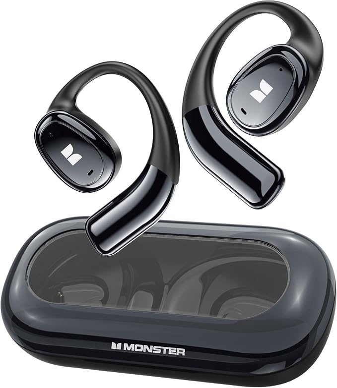 Monster Open Ear AC311 Wireless Earbuds, Bluetooth 5.4 Open Ear Headphones, Up to 30 Hours Playtime Bluetooth Ear Earphones with Stereo Sound, Touch Control and IPX5 Waterproof Open Earbuds