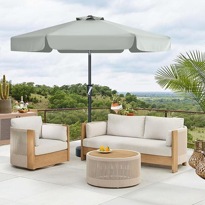 MASTERCANOPY Valance Patio Umbrella for Outdoor Table Market (7.5ft, Light Gray)