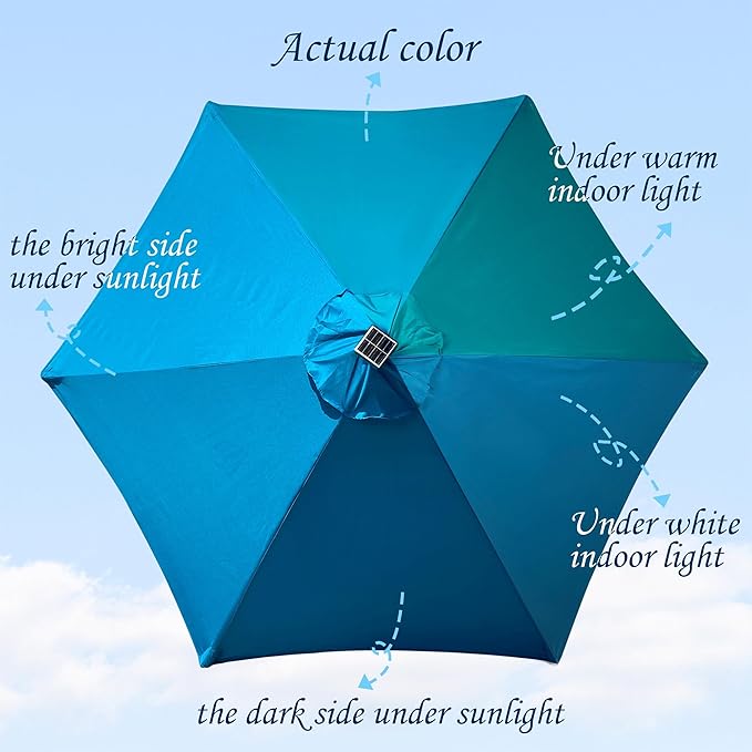 Blissun 7.5 ft Solar Umbrella, 18 LED Lighted Patio Umbrella, Table Market Umbrella