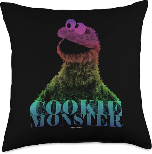 Sesame Street Cookie Monster Halftone Throw Pillow, 18x18, Multicolor