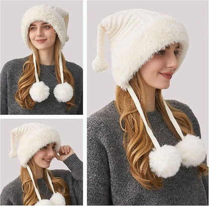 DOCILA Winter Beanie Hat for Women Warm Fleece Lined Pom Knit Earflap Hats Cute Outdoor Snow Ski Skull Cap