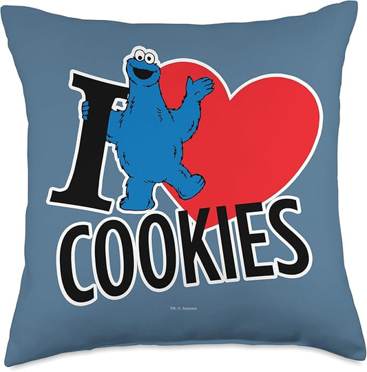 Sesame Street Monster I Heart Cookies Throw Pillow, 18x18, Multicolor