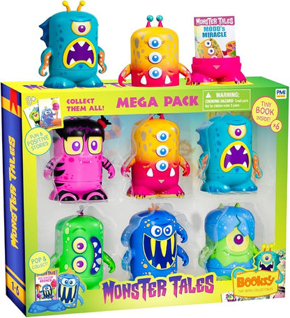 BOOKSY - Monster Tales Series - 6 Monster Action Figures, Each With Their Own Miniature Book & Story - Welcome to Boogie Boo Town