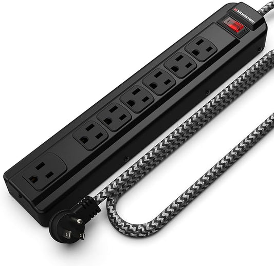 Monster Pro MI Professional Surge Protector Power Strip with Fireproof MOV Technology for Computers, Amplifiers, Pedal Boards, and Pro Audio Gear, 1350 Joule, 4 ft Cord, 7 Outlet Power Strips