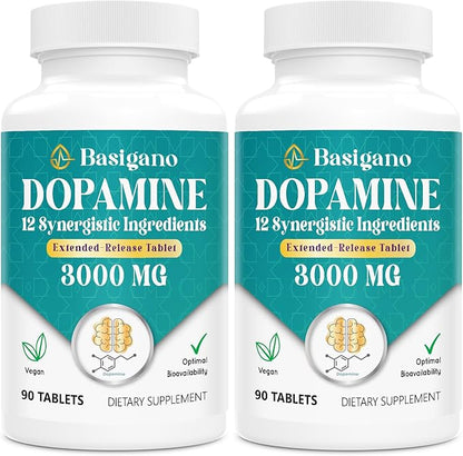 Natural Dopamine Supplement - Gluten-Free - 90 Tablets(Pack of 2)