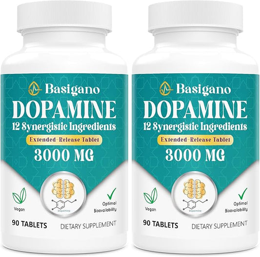 Natural Dopamine Supplement - Gluten-Free - 90 Tablets(Pack of 2)