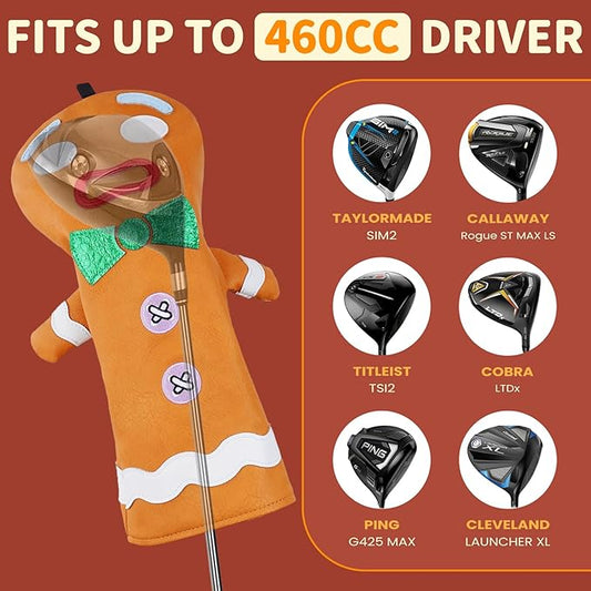 Funny Golf Club Head Cover Driver Headcover Fairway Wood Headcover Hybrid Club Head Cover Brown Monster Cookie