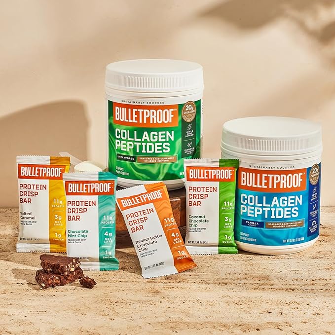 Bulletproof Fudge Brownie Collagen Protein Bars, Pack of 12, Keto-Friendly Snack with MCT Oil, Grass-fed Collagen, No Added Sugar