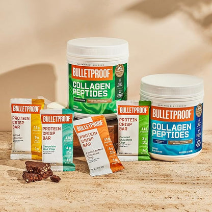 Bulletproof Fudge Brownie Collagen Protein Bars, Pack of 12, Keto-Friendly Snack with MCT Oil, Grass-fed Collagen, No Added Sugar