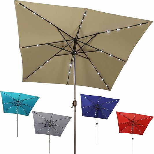 Blissun Rectangular Patio Umbrella, Table Market Umbrella with Tilt and Crank, Outdoor Umbrella for Garden, Deck, Backyard, Pool and Beach