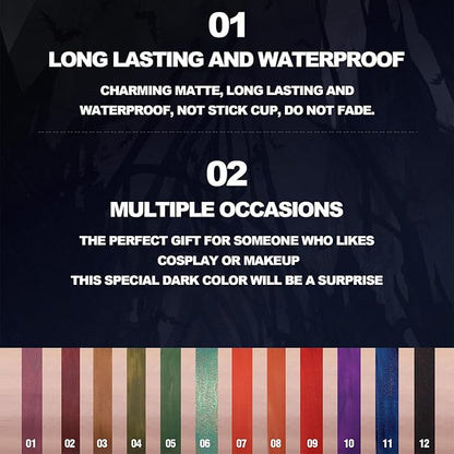 4PCS Halloween Matte Liquid Lipstick Lip Kit,24 Hour Long Lasting Red Lipgloss,Waterproof Smudge Proof Matte Lip Glaze,Gothic Festive Lip Gloss