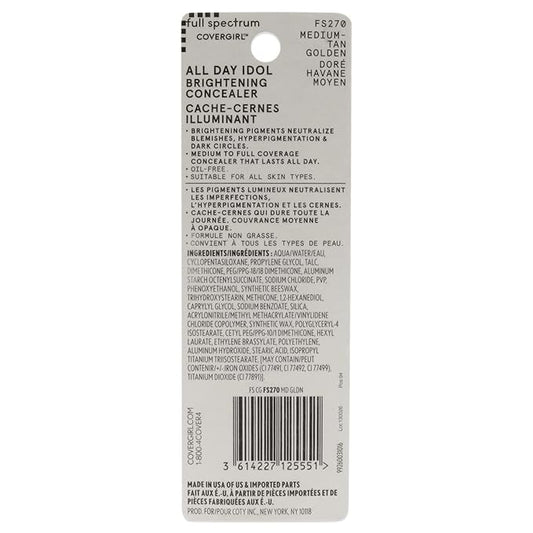 COVERGIRL All Day Idol, Brightening Concealer, Medium-tan Golden, 0.12 Ounce