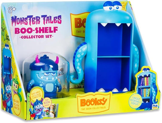 BOOKSY - Monster Tales Collector Display Set - 1 Mini Monster Bookshelf, 1 Mini Booksy Figure, and 1 Miniature Book Filled with Over 40 Pages of Illustrations & Storytelling