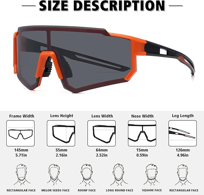 STORYCOAST Polarized Sports Sunglasses for Men Women,Driving Fishing Cycling Mountain Bike Sunglasses UV400 Protection