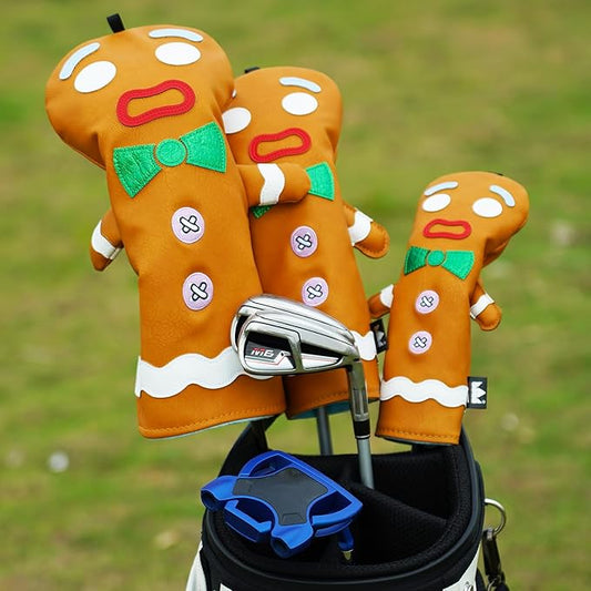Funny Golf Club Head Cover Driver Headcover Fairway Wood Headcover Hybrid Club Head Cover Brown Monster Cookie