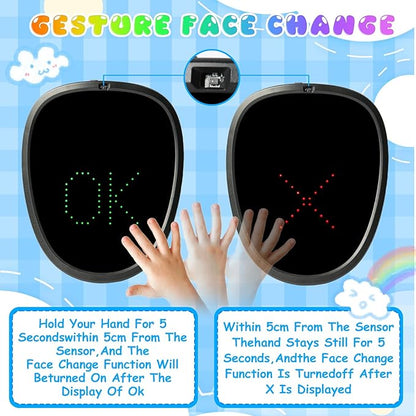 Ompusos LED Mask with Gesture Sensing - Light up mask for Costume Cosplay Party Masquerade - Kids, Men, Women